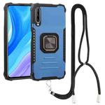 For Huawei Y9s Aluminum Alloy + TPU Phone Case with Lanyard(Blue)