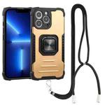 For iPhone 13 Pro Lanyard Aluminum TPU Case (Gold)