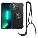 For iPhone 13 Pro Max Lanyard Aluminum TPU Case (Black)