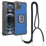 For iPhone 12 Pro Max Lanyard Aluminum TPU Case(Blue)