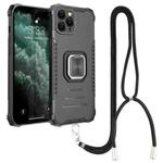 For iPhone 11 Pro Lanyard Aluminum TPU Case (Black)