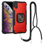 For iPhone X / XS Lanyard Aluminum TPU Case(Red)