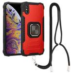 For iPhone XS Max Lanyard Aluminum TPU Case(Red)