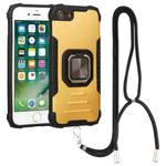 For iPhone SE 2022 / SE 2020 / 8 / 7 Lanyard Aluminum TPU Case(Gold)