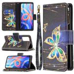 For Xiaomi Redmi Note 11 5G Colored Drawing Pattern Zipper Leather Phone Case(Big Butterfly)
