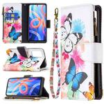 For Xiaomi Redmi Note 11 5G Colored Drawing Pattern Zipper Leather Phone Case(Two Butterflies)