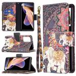 For Xiaomi Redmi Note 11 Pro / 11 Pro+ Colored Drawing Pattern Zipper Leather Phone Case(Flower Elephants)