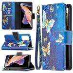 For Xiaomi Redmi Note 11 Pro / 11 Pro+ Colored Drawing Pattern Zipper Leather Phone Case(Gold Butterfly)