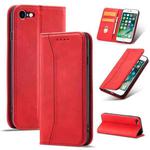 For iPhone SE 2022 / SE 2020 / 8 / 7 Magnetic Dual-fold Leather Case(Red)