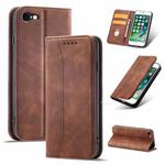 For iPhone SE 2022 / SE 2020 / 8 / 7 Magnetic Dual-fold Leather Case(Coffee)