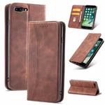 Magnetic Dual-fold Leather Case For iPhone 8 Plus / 7 Plus(Coffee)