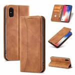 For iPhone X / XS Magnetic Dual-fold Leather Case(Brown)
