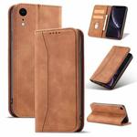 For iPhone XR Magnetic Dual-fold Leather Case(Brown)