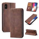 For iPhone XS Magnetic Dual-fold Leather Case Max(Coffee)
