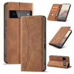 For Google Pixel 6 Magnetic Dual-fold Leather Phone Case(Brown)