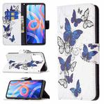 For Xiaomi Redmi Note 11 5G Colored Drawing Leather Phone Case(Blue Butterflies)