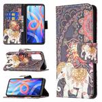 For Xiaomi Redmi Note 11 5G Colored Drawing Leather Phone Case(Flowers Elephant)