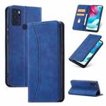 For Motorola Moto G60S Magnetic Dual-fold Leather Phone Case(Blue)