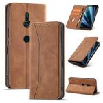 For Sony Xperia XZ3 Magnetic Dual-fold Leather Phone Case(Brown)
