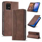 For Sharp Aquos Zero 6 Magnetic Dual-fold Leather Phone Case(Coffee)