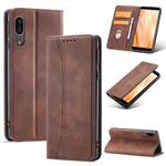 For Sharp Aquos Sense 3 Magnetic Dual-fold Leather Phone Case(Coffee)