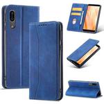 For Sharp Aquos Sense 3 Magnetic Dual-fold Leather Phone Case(Blue)