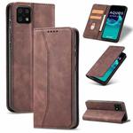 For Sharp Aquos Sense 6 Magnetic Dual-fold Leather Phone Case(Coffee)