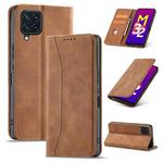 For Samsung Galaxy M32 4G Magnetic Dual-fold Leather Phone Case(Brown)