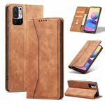For Xiaomi Redmi Note 10 5G Magnetic Dual-fold Leather Phone Case(Brown)