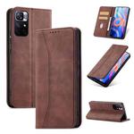 For Xiaomi Redmi Note 11 5G Magnetic Dual-fold Leather Phone Case(Coffee)