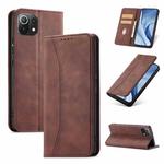 For Xiaomi Mi 11 Lite Magnetic Dual-fold Leather Phone Case(Coffee)