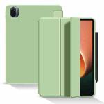 For Xiaomi Pad 5 / Pad 5 Pro Skin Feel Matte Honeycomb Leather Tablet Case with Tri-fold Bracket(Light Green)