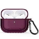 Leather Texture Anti-scratch Anti-full Earphone Protective Case with Hook For AirPods Pro(Purple Red)