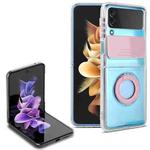 For Samsung Galaxy Z Flip3 5G Sliding Camera Design TPU Phone Case with Ring Holder(Pink)
