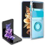 For Samsung Galaxy Z Flip3 5G Sliding Camera Design TPU Phone Case with Ring Holder(Blue)