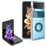 For Samsung Galaxy Z Flip3 5G Sliding Camera Design TPU Phone Case with Ring Holder(Dark Green)