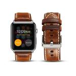 For Apple Watch Series 7 45mm / 6 & SE & 5 & 4 44mm / 3 & 2 & 1 42mm Oil Wax Retro Cowhide Strap Watch Band(Brown)