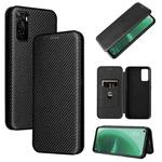 For OPPO A55s 5G Carbon Fiber Texture Horizontal Flip Leather Phone Case(Black)