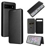 For Google Pixel 6a Carbon Fiber Texture Horizontal Flip Leather Phone Case(Black)