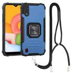 For Samsung Galaxy A01 / M01 Lanyard Aluminum TPU Case(Blue)