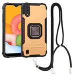 For Samsung Galaxy A01 US Version Lanyard Aluminum TPU Case(Gold)