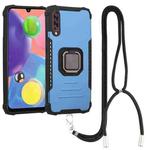 For Samsung Galaxy A21 Lanyard Aluminum TPU Case(Blue)