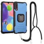 For Samsung Galaxy A21 US Version Lanyard Aluminum TPU Case(Blue)