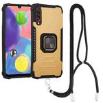 For Samsung Galaxy A21 US Version Lanyard Aluminum TPU Case(Gold)