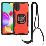 For Samsung Galaxy A41 Lanyard Aluminum TPU Case(Red)