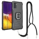 For Samsung Galaxy A82 5G Lanyard Aluminum TPU Case(Black)