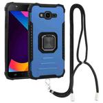 For Samsung Galaxy J7/J7 Nxt Fine Hole Ver Lanyard Aluminum TPU Case(Blue)