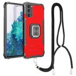 For Samsung Galaxy S20 FE Lanyard Aluminum TPU Case(Red)