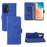 For vivo X70 Pro Solid Color Skin Feel Magnetic Buckle Leather Phone Case(Blue)