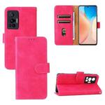 For vivo X70 Pro Solid Color Skin Feel Magnetic Buckle Leather Phone Case(Rose Red)